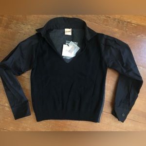 NWT (nude) V Neck Collared Sweater